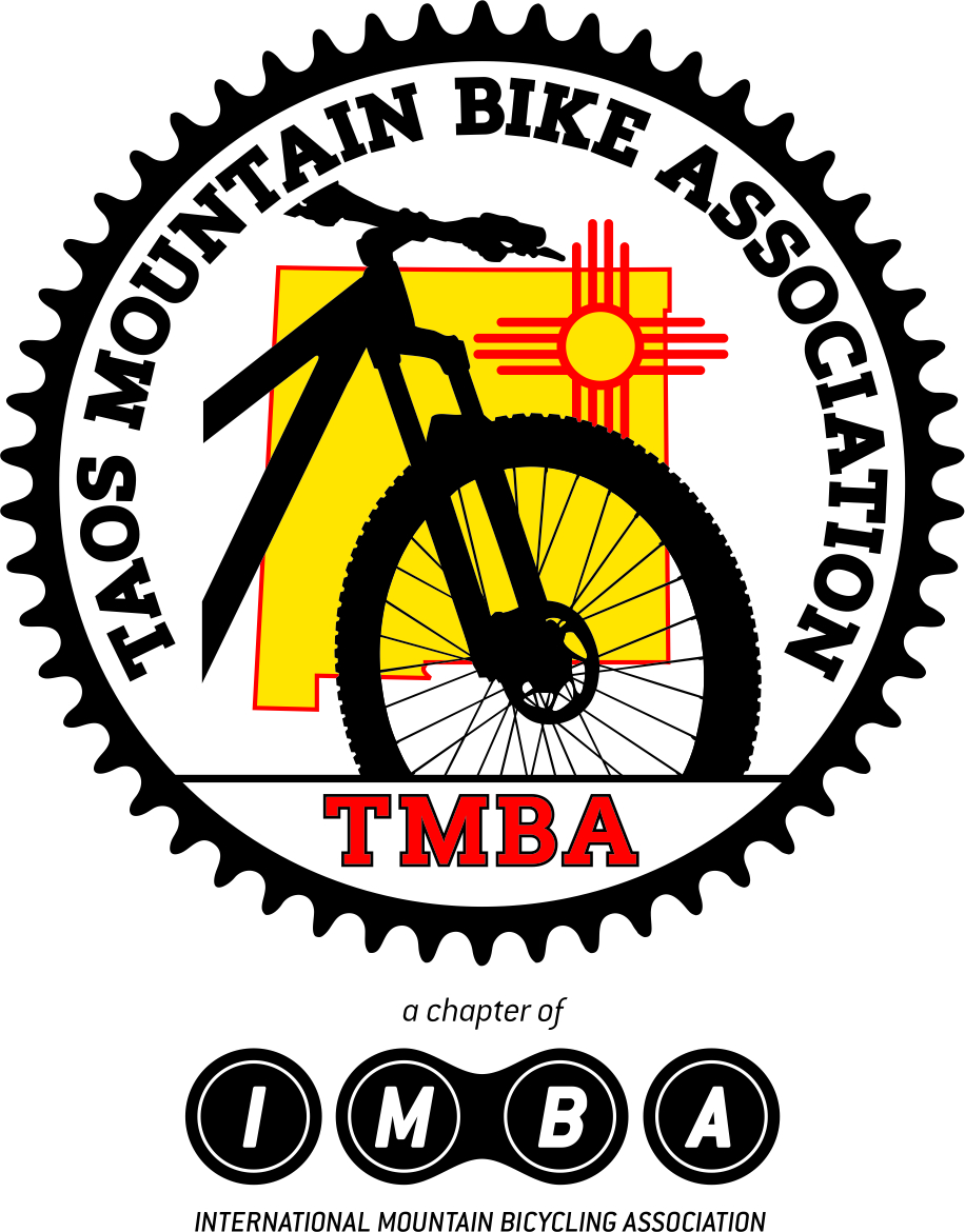 Taos Mountain Bike Association logo. TMBA is the official Adopt-a-Trail sponsor of the South Boundary Trail.