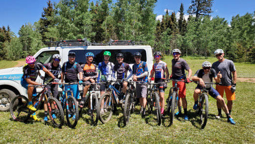 Group of mountain bike riders ready to tackle the South Boundary Trail from Garcia Park.